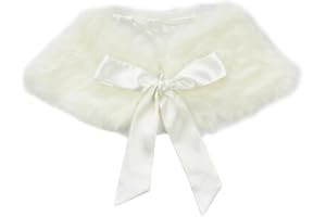 MSemis Kids Girls Fur Flower Bolero Shrug Jacket Shoulder Cape Bridesmaid Party Shawl Stole Shrug
