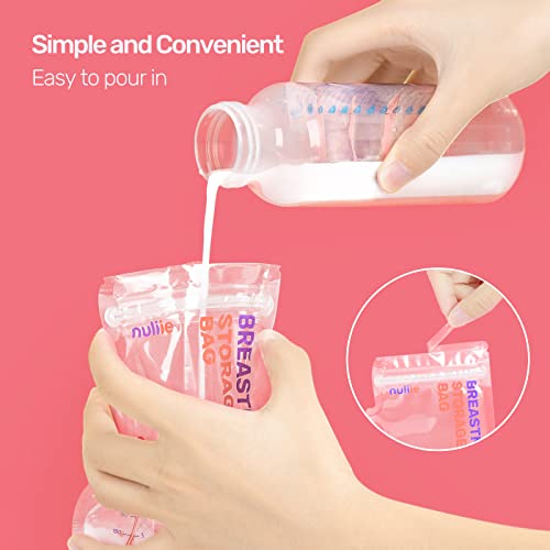 Nuliie 50 Pcs Breastmilk Storage Bags, 8 OZ Breast Milk Storing Bags