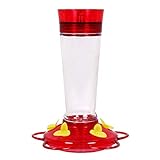 FORUP Hummingbird Feeder, Glass Bird Feeder, 5 Feeding Stations, 10-Ounce Nectar Capacity, Red