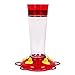 FORUP Hummingbird Feeder, Glass Bird Feeder, 5 Feeding Stations, 10-Ounce Nectar Capacity, Red