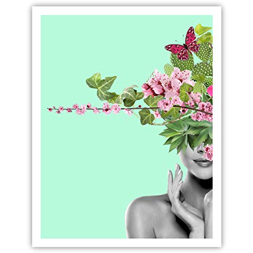 "The Blessed Woman" Art Print Poster With Cactus, Eucalyptus Leaves, Flowers, Succulents & Butterflies - Home & Bedroom Wall Art - Husband & Wife Gift for Home Decor 11x14 inches, Unframed