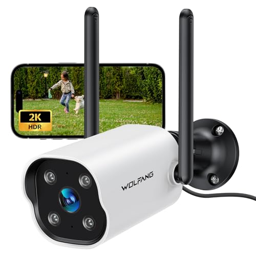 2K Telecamera Wi-Fi Esterno, Videocamera Sorveglianza con Rilevamento AI, Visione Notturna a Colori 15m, Impermeabile IP65, Sirena, Audio a 2 Vie, Compatibile con Alexa e Google, 2.4G WiFi