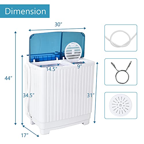 Giantex Portable Washing Machine SemiAutomatic, Twin Tub Washer and Dryer Combo, 28.5lbs (20lbs
