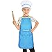 Bememo Kids Chef Set Children Cooking Play Kids Cook Costume with Utensils for Girls Children's Day Gift, 16 Pieces (Blue)