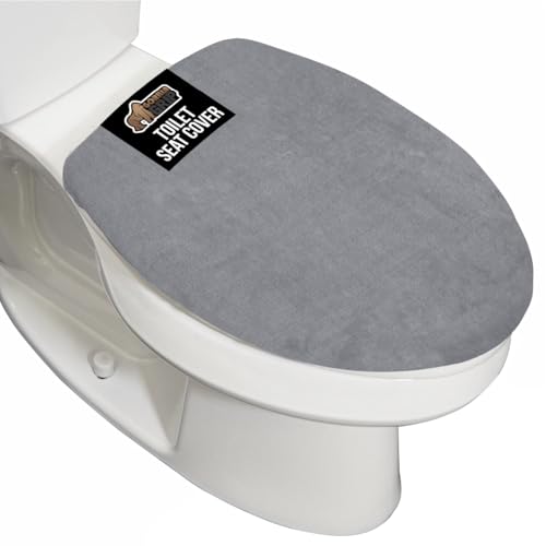 GORILLA GRIP Thick Memory Foam Bathroom Toilet Lid Seat Cover, Soft Velvet Topside, Machine Wash, Plush Cushioned Covers Fits Most Size Lids, Decorative Bath Room Accessories, 19.5x18.5, Graphite