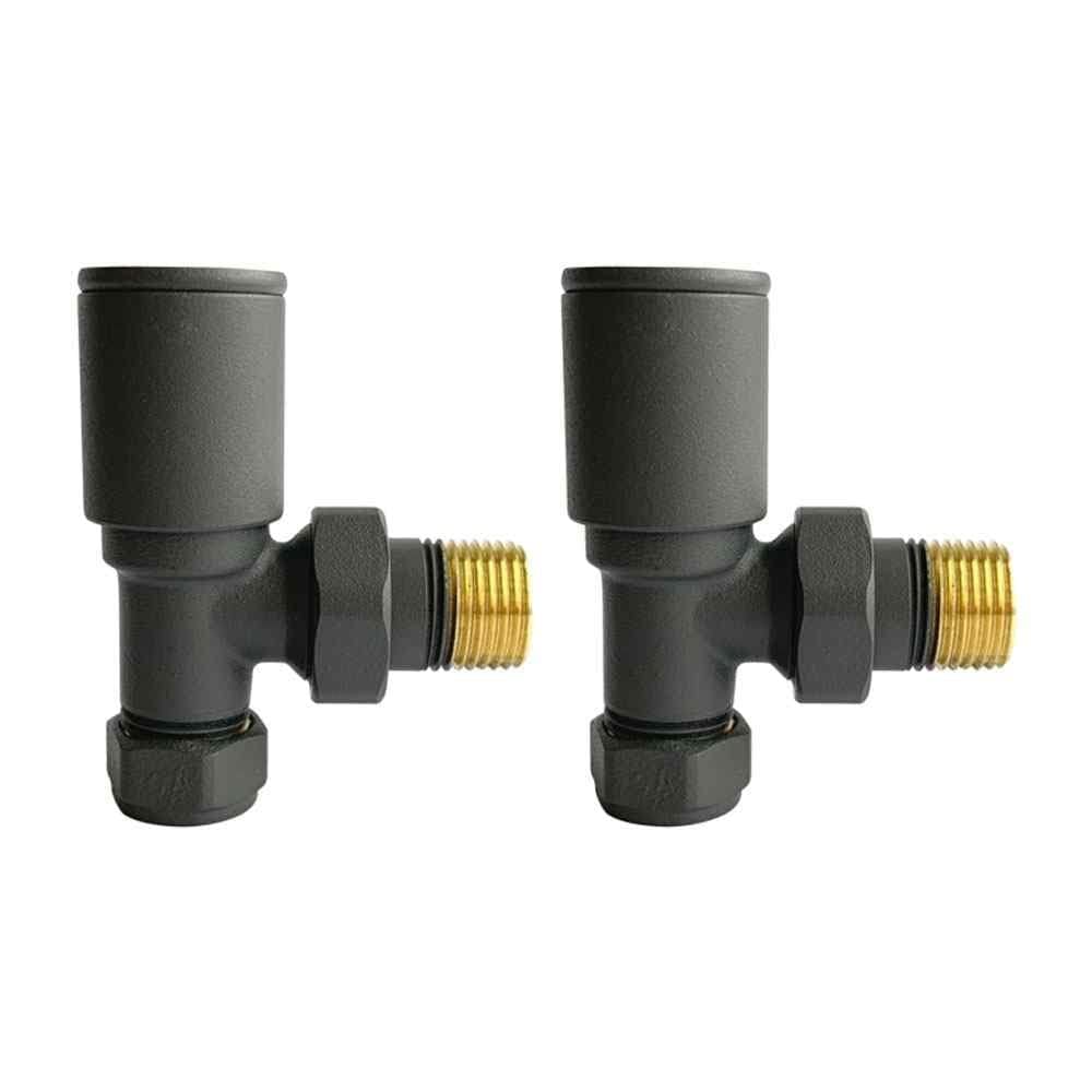 UKDD® Towel Rails Valve Radiators Suitable for Installation of Your Heated Designer Minimalist Central Heating System (Towel Rail Angled Anthracite Valves (Pair))