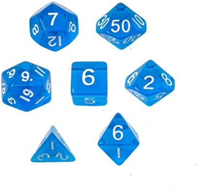 Dragons Play Polyhedral 7-Die Azurian Ice Stone Dice Set - d4, d6, d8, d10, d12, d20 &amp; d00