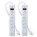 KMC 6-Outlet Surge Protector Power Strip, 2-Pack, 1200 Joules, 6ft Cord, Adapter Spaced Outlet, Overload Protection, White