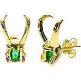 Loki Helmet Earrings Golden Earrings Casual Jewelry Rhinestone UNISEX Stud Skull Crystal Earrings Merch Halloween Cosplay Party Costume Accessories Supplies Gift