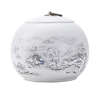 LC_Kwn Cremation Urns Ceramic Urn Ashes Cinerary Casket Ceramics Handcrafted Coffin Proof Corrosion Protection Memorial Cremation (Color : Snowflake)