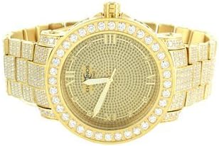 New 14k Gold Finish Versatile Look Genuine Diamond Stainless Steel Khronos Watch