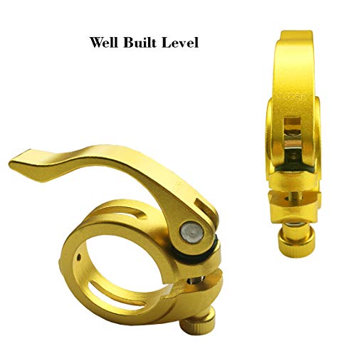 DEERU Aluminum Quick-Release Seat Post Clamp 40mm Bike Seat Clamp Fold Bike Seatpost Clamp, Gold