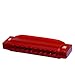dazzling toys Translucent Harmonica - 2 Pack Set of Colorful 4 Starter Instruments for Kids Party | Holidays and Special Events - Top Quality Beginners Harmonica with Standard 10 Hole Structure - Ages 3 +, Red,