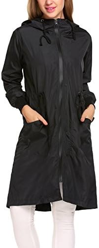 Women's Lightweight Waterproof Raincoat with Hood Long Outdoor Hiking Rain Jacket