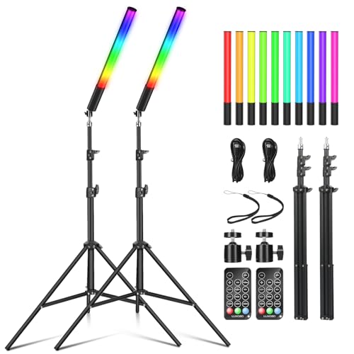 2 Pack Full Color RGB LED Video Light, 2500K-6500K, CRI95+, Full Color, 0-100% Adjustable, Adjustable Brightness for TikTok, Vlog, YouTube and Photography