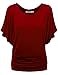 LL WT742 Womens Boat Neck Short Sleeve Dolman Drape Top XXL Wine