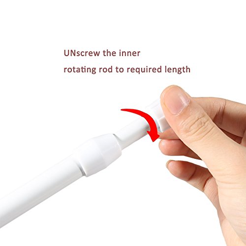 INNKER 4PCS Extendable Spring Tension Curtain Rods Closet Door Window Bath Telescopic Adjustable White Rail Poles, Extension Range 15.7- 27.5in - Thumbnail 7