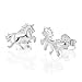 925 Sterling Silver Tiny Prancing Unicorn Horse Pony 5 mm Post Stud Earrings