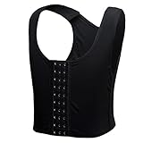 Breathable Super Flat Les Lesbian Compression 3 Rows Central Clasp Chest Binders (XXL, Black)