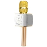 hmovie Wireless Bluetooth Karaoke Microphone, Easter Gift 3-in-1 Portable Hand Speaker for iPhone/Android/iPad/Sony,PC and All Smartphone (Gold)