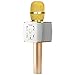 hmovie Wireless Bluetooth Karaoke Microphone, 3-in-1 Portable Hand Speaker for iPhone/Android/iPad/Sony,PC and All Smartphone (Gold)