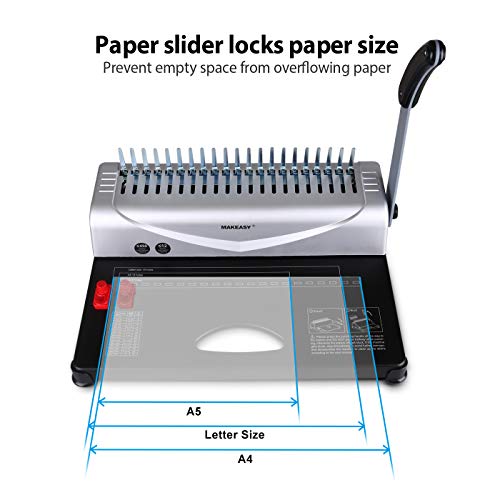 MAKEASY Comb Binding Machine, 21Hole, 450 Sheet, Paper Punch Binder