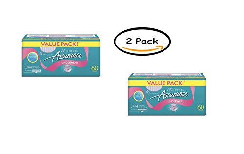 PACK OF 2 - Assurance Incontinence Underwear for Women, Maximum, S/M, 60 Ct