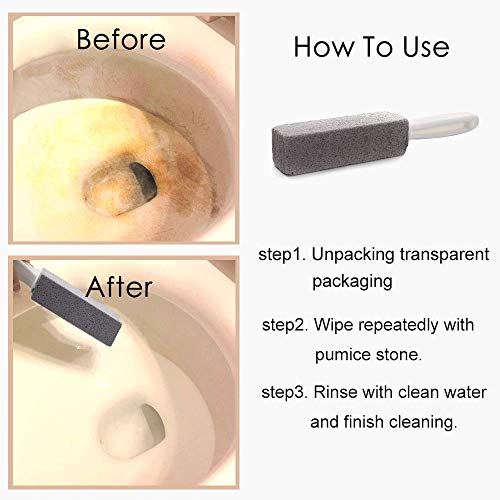 MARYTON Toilet Bowl Pumice Cleaning Stone with Handle - Stains and Hard Water Ring Remover Pack of 2 (Gray) - Thumbnail 4