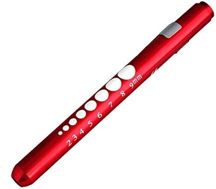 OWIKAR LED Diagnostic Medical Pen Light, Pupil Gauge Measurements LED Penlight Reusable Healthcare Pen Light For Nursing Students Doctors Stethoscope Medical Occasion (Red)