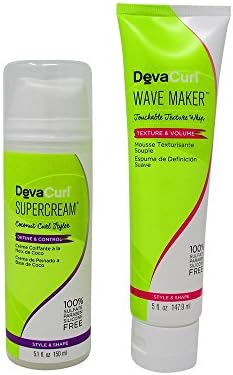 Bundle-2 Items : Deva Curl Supercream Coconut Curl Styler Cream, 5.1 Oz & DevaCurl Wave Maker Touchable Texture Whip, 5 Oz