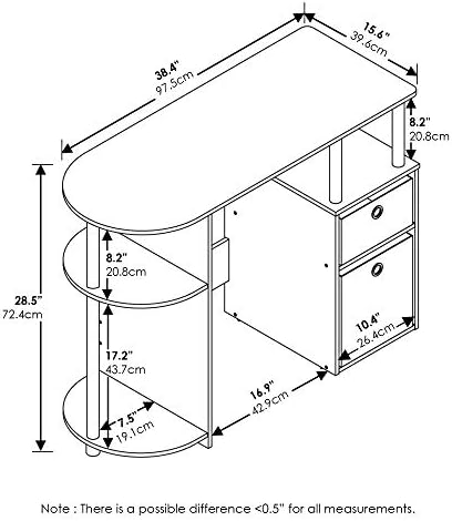 JAYA Simplistisch Computer-Schreibtisch mit Schubladen, Columbia Walnuss/Schwarz