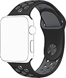 SELLERS360 Soft Durable Nike + Sport Replacement Wrist Strap for iWatch Series 1 Series 2 Apple watch band (Black/Cool Grey 42mm M/L)