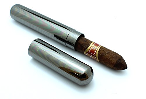 Stainless Steel Cigar Tube Travel Case Slip Cap - Gunmetal