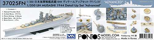 Pontos Model 1/350 IJN MUSASHI 1944 Detail Up Set "Advanced" (Hinoki Tone Stained) 37025FN