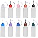 HUIZHU 10pcs 20ml PE bottle with large tip opening and tiny tip opening needle precision PE bottle 10 colors cap (10pcs x 20ml)