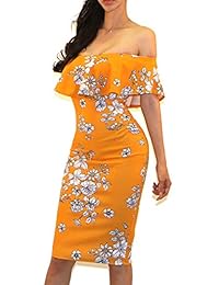 VIVICASTLE vestido de largo medio al cuerpo con volado sin hombros para mujer