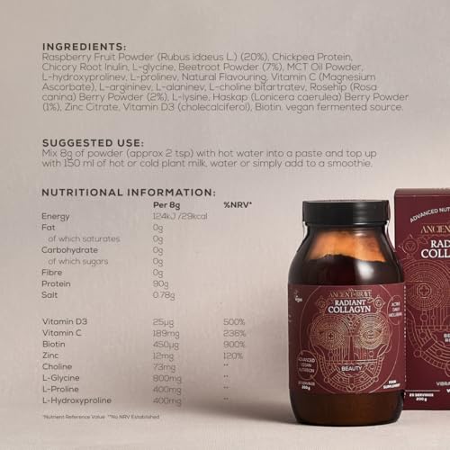 Ancient + Brave - Radiant Collagyn for Beauty 200 Grams - Vegan Collagen Powder with Chicory Root - Plant Based Supplement for Hair, Skin & Nails - Non-GMO, Paleo & Keto
