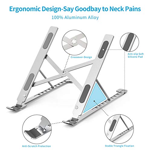 cshare Adjustable Laptop Stand for Desk, Portable Computer Stand for Laptop Riser Mount Compatible with MacBook Pro Mac Air Chromebook Dell HP 7-17 Inch Notebook Stands Holder