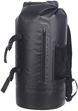 Dry Backpack 45L Waterproof Roll Top Gear Bag with Pockets for Kayaking Hiking Swimming Beaching Boating Rafting Outdoor Water Sports