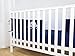 TILLYOU Cotton Collection Breathable Crib Bumper Pads for Standard Cribs Machine Washable Padded Crib Liner Set for Baby Boys Safe Bumper Guards Crib Rail Padding, 4 Piece, Royal Navy Blue