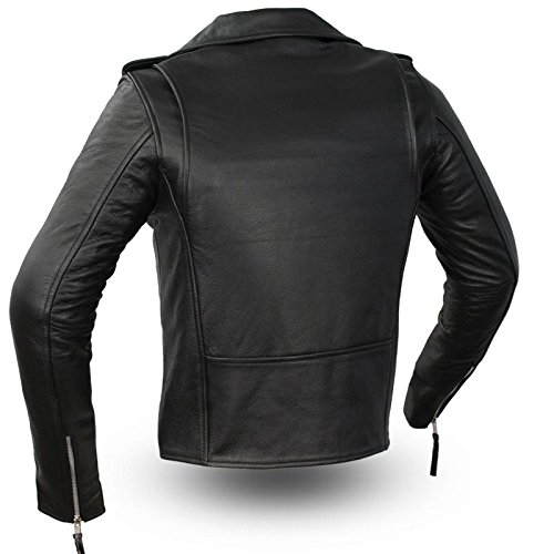 First Manufacturing Women's Rock Star Leather Motorcycle Jacket (Black, 5X-Large)
