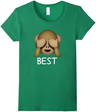Womens Best Friends Forever See No Evil Monkey Emoji T-shirt Small Kelly Green