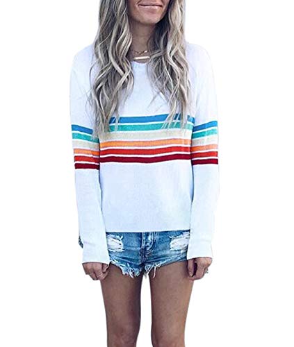 Naokenu Women Long Sleeve Striped Printed Tunic Top Casual Loose Fit Tunic Shirt