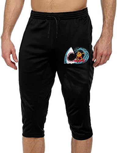Shark Chasing Surfing Pineapple Active Men's Lightweight Relaxed Fit Drawstring Woven Capri Pant XL