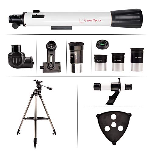 GazerOptics 70mm Refractor Telescope for Astronomy Beginners, Comes with Achromatic Optical System, Steady Tripod and Smartphone Adapter - Perfect for Manual Slow-Motion Celestial Tracking and Imaging