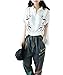 YESNO E78 Women Casual Loose Tee T-Shirts Tops Cartoon Printed Rolled Hem Ripped Short Sleeve Pocket (One Size, E01 White)