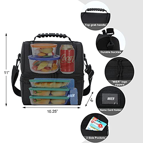 MIER Adult Lunch Box Insulated Lunch Bag Large Cooler Tote Bag For Men, Women, Double Deck