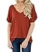 Lovaru Womens Short Sleeve Loose V Neck Tee T-Shirt Summer Tops with Front Pocket