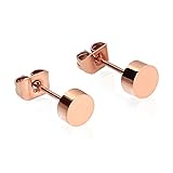 ELBLUVF Stainless Steel Rose Gold Plated Dot Round Ball Stud Earrings Jewelry For Women