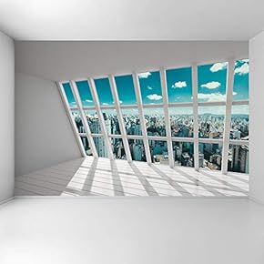 Wall Mural 3D Cityscape Removable Wallpaper Wall Sticker for Bedroom Living Room - 66x96 inches